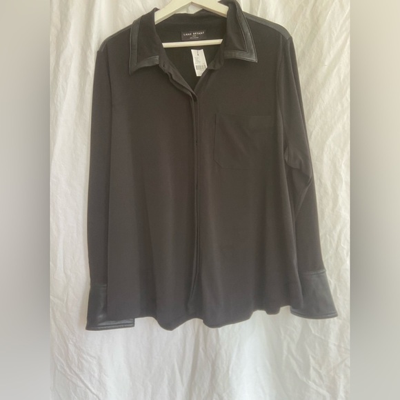 Lane Bryant Black Casual leather Button Down Shirt Size 18/20 NEW - Picture 11 of 12